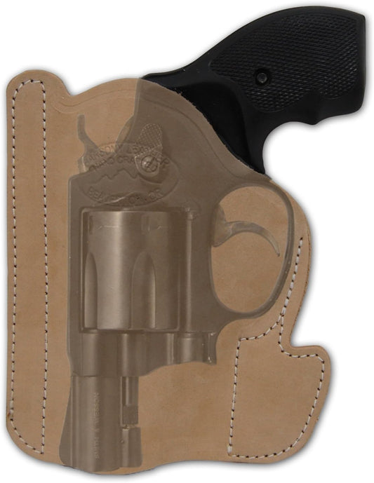 New  Natural Tan Leather Pocket Holster for 2", Snub-Nose .38 .357 Revolvers