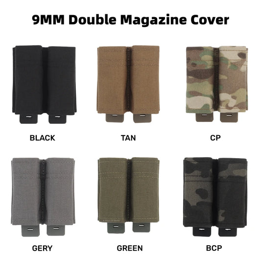 Étui de chargeur tactique double avec clip de support en nylon