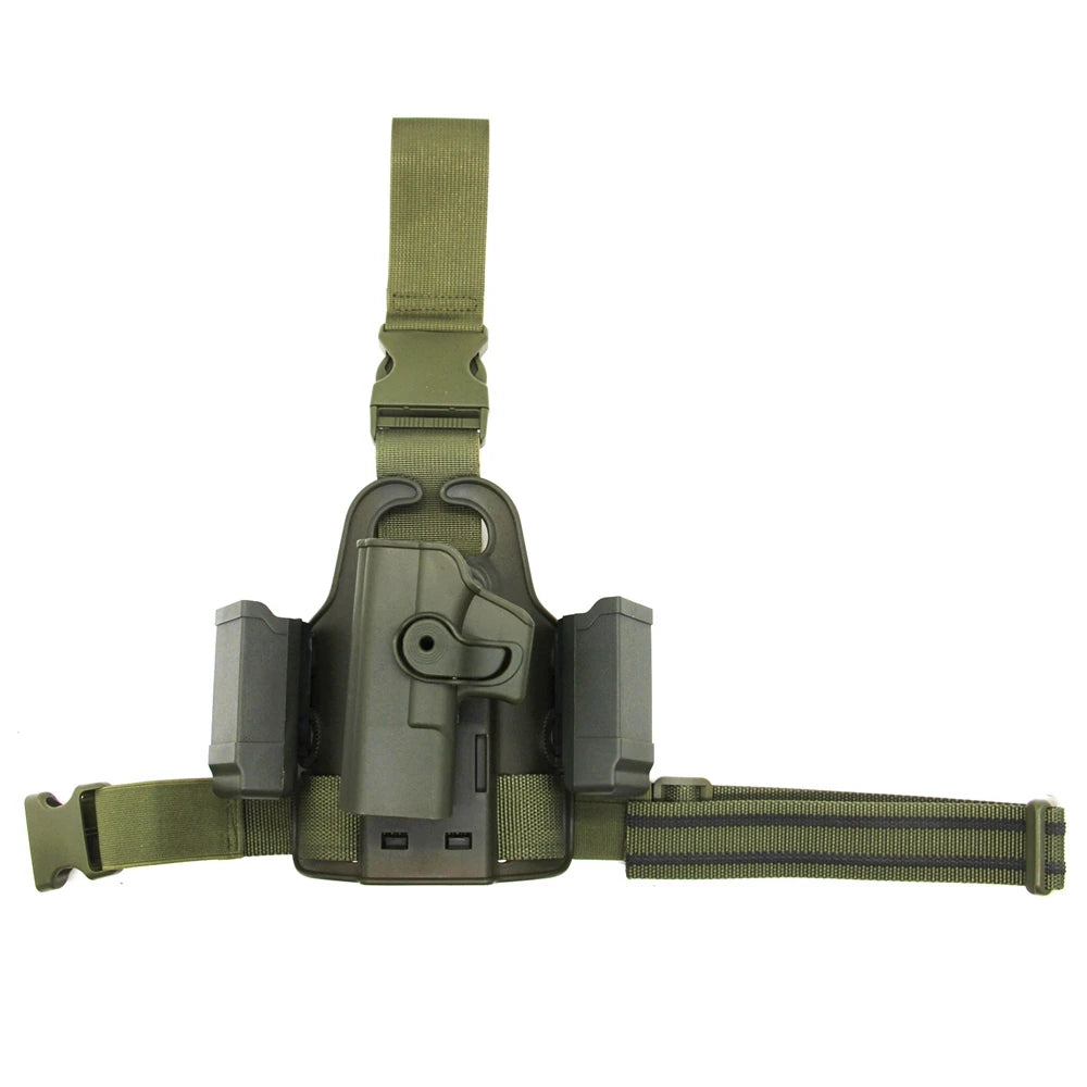 Drop Leg Tactical Pistol Holster with Double Magazine Pouch for Glock 17 19 Colt 1911 Beretta M9 PX4