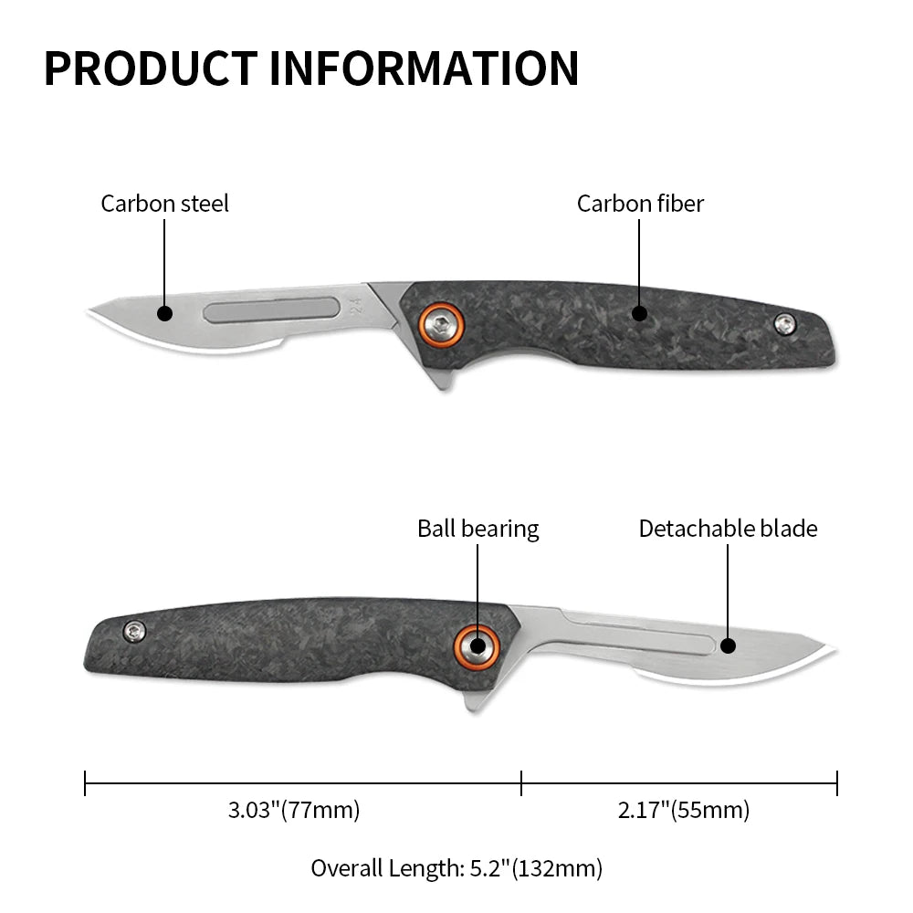 Carbon Fiber Folding Knife For Survival / Self-Defense
