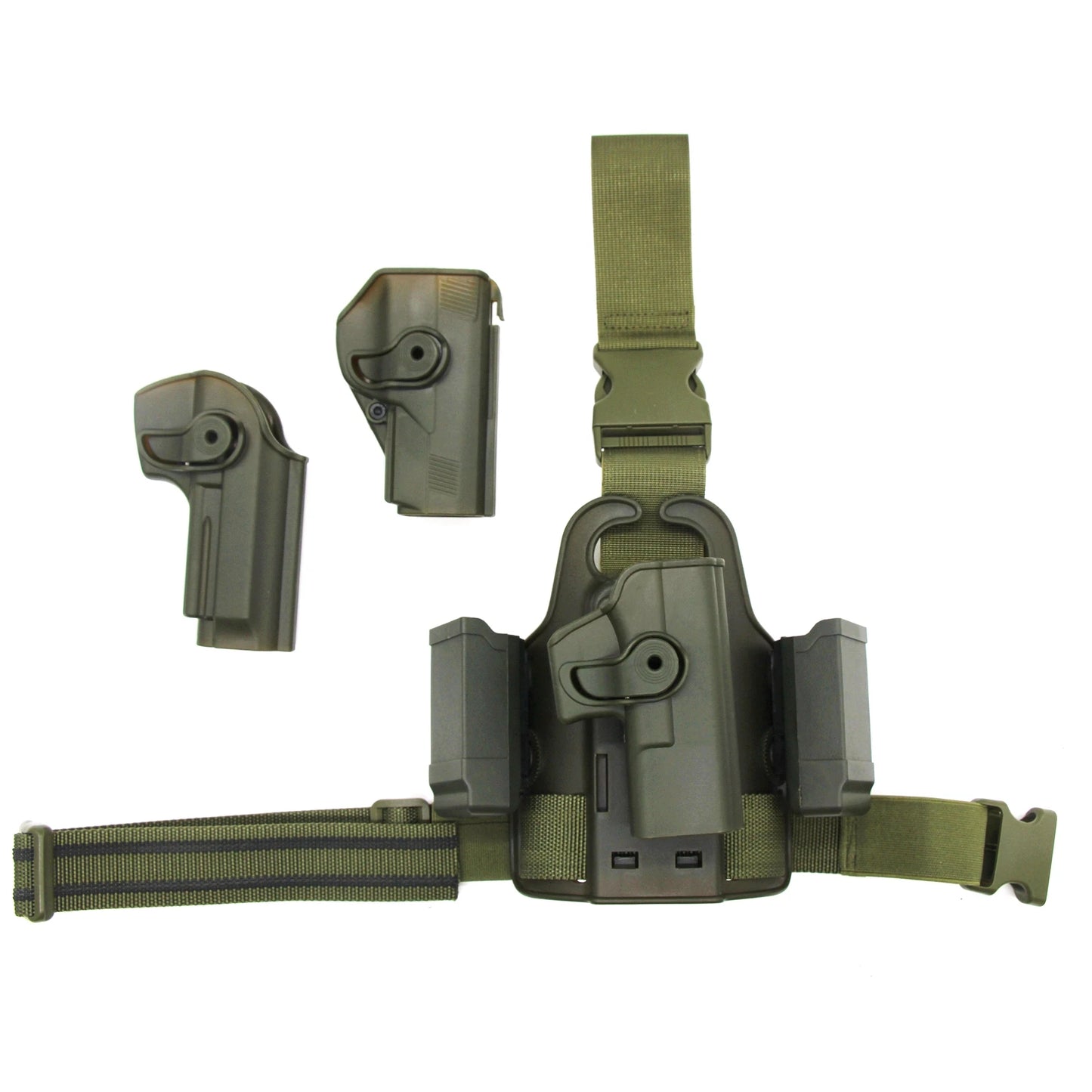 Drop Leg Tactical Pistol Holster with Double Magazine Pouch for Glock 17 19 Colt 1911 Beretta M9 PX4