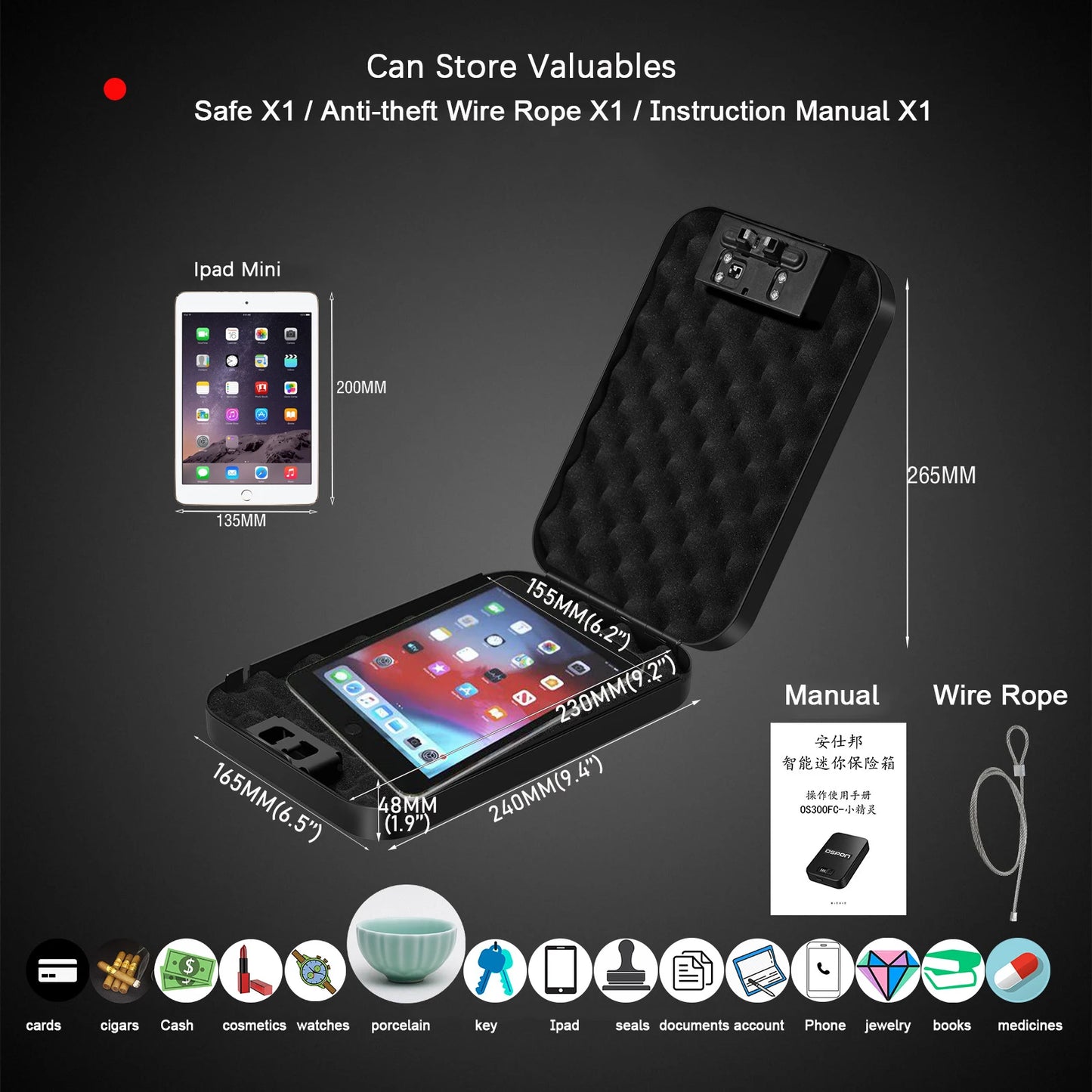 Coffre-fort biométrique portable à accès rapide pour pistolets