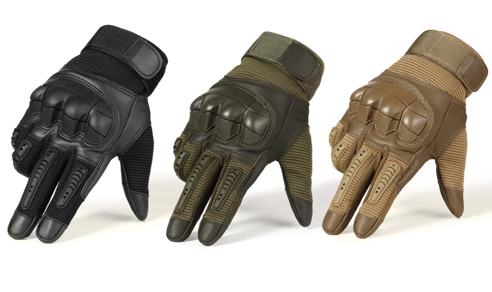 Touchscreen PU Leather  Hard Knuckle Full Finger Tactical Gloves