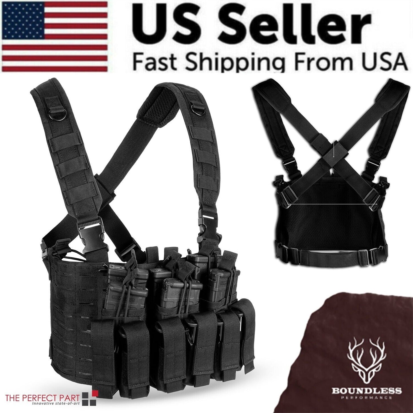 Gilet de poitrine tactique avec pochette pour chargeur kangourou et harnais de reconnaissance militaire