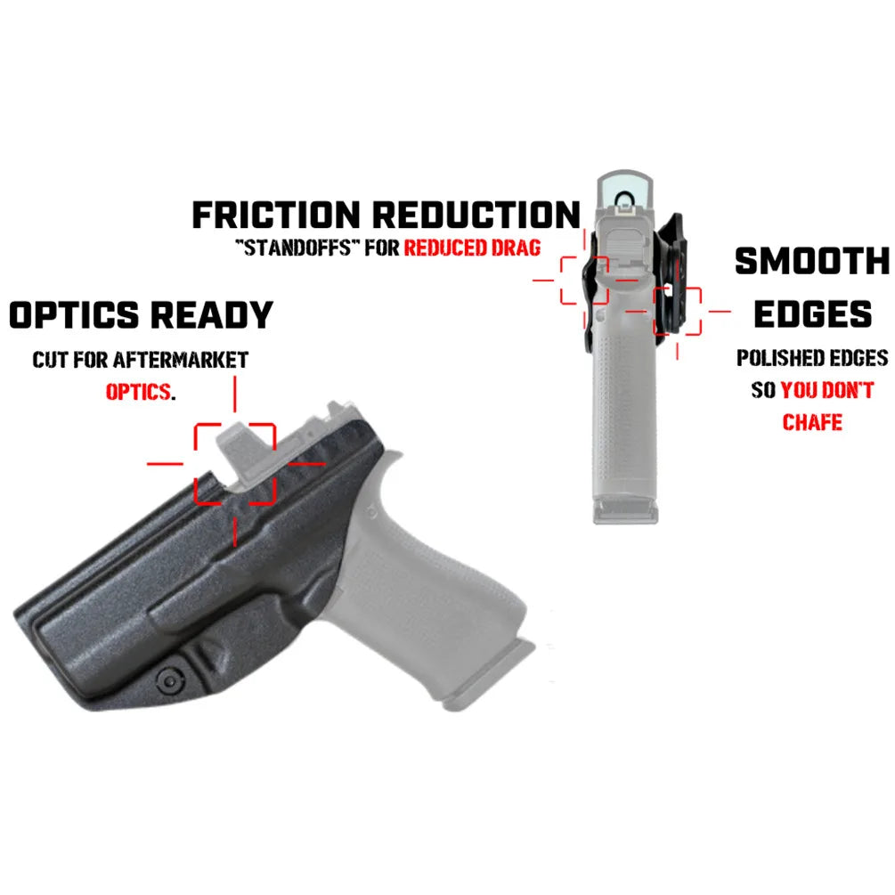 Kydex Inside Waistband Holster Magazine Holder For Glock 43 43x with Holographic Sight