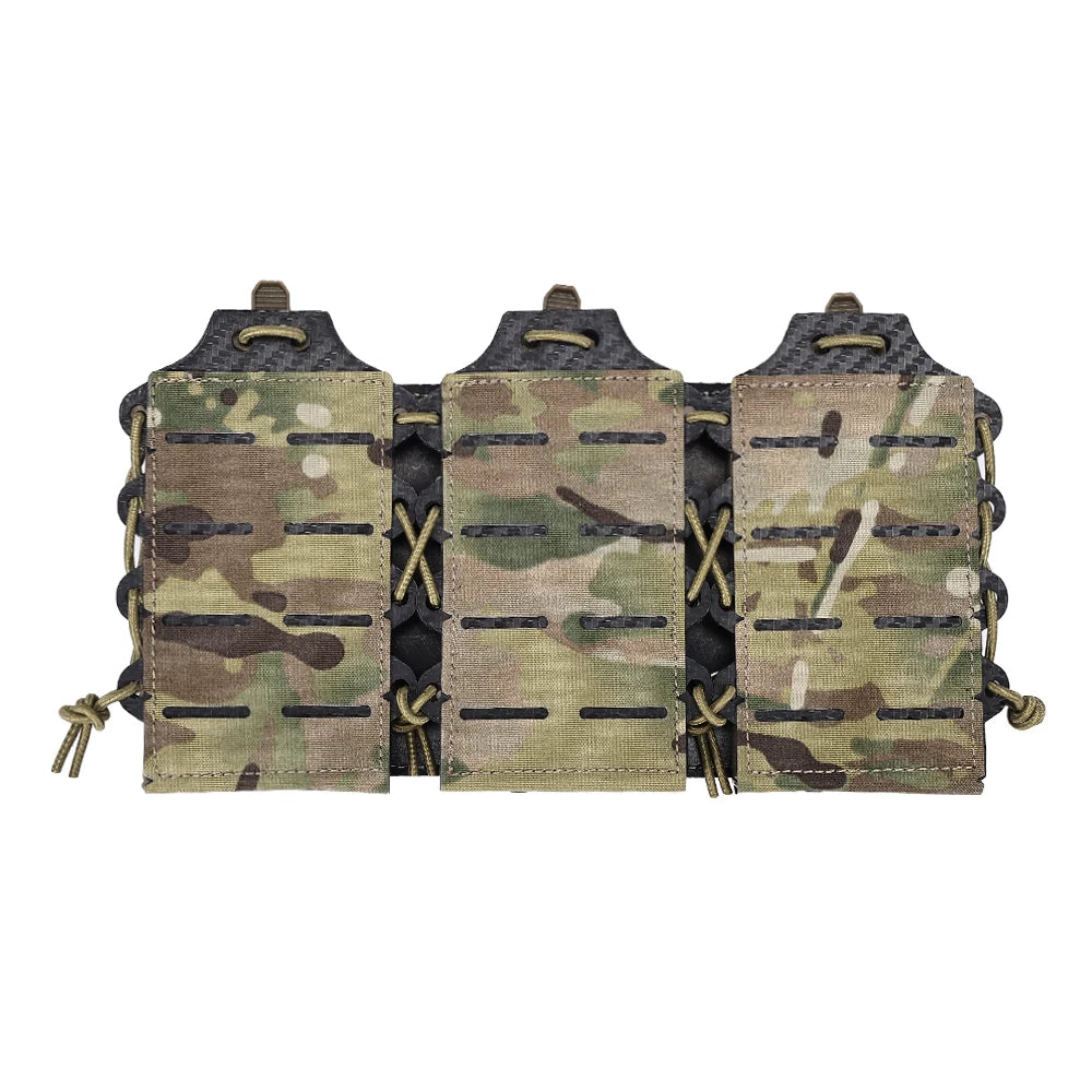New Tactical Rifle 5.56/7.62 Triple Magazine Pouch Molle Top Open Mag Laser Cut Tool Bags Pouch for M4 AK Magazines Holster