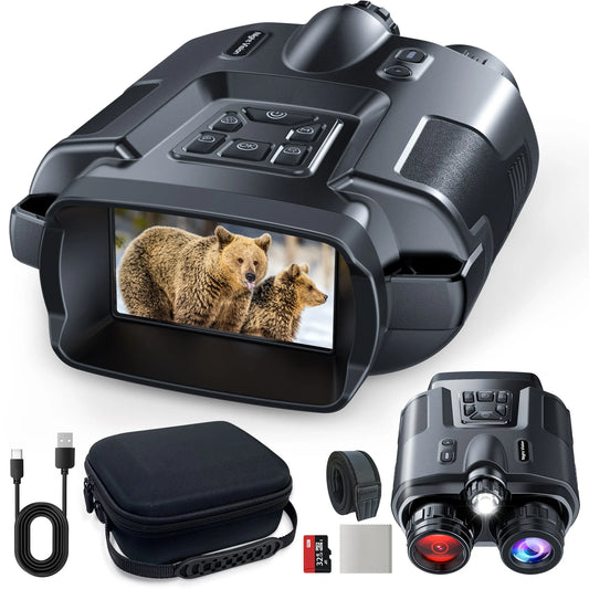 4K Night Vision Binoculars 3inch Screen,8X Digital Zoom With Tactical Light