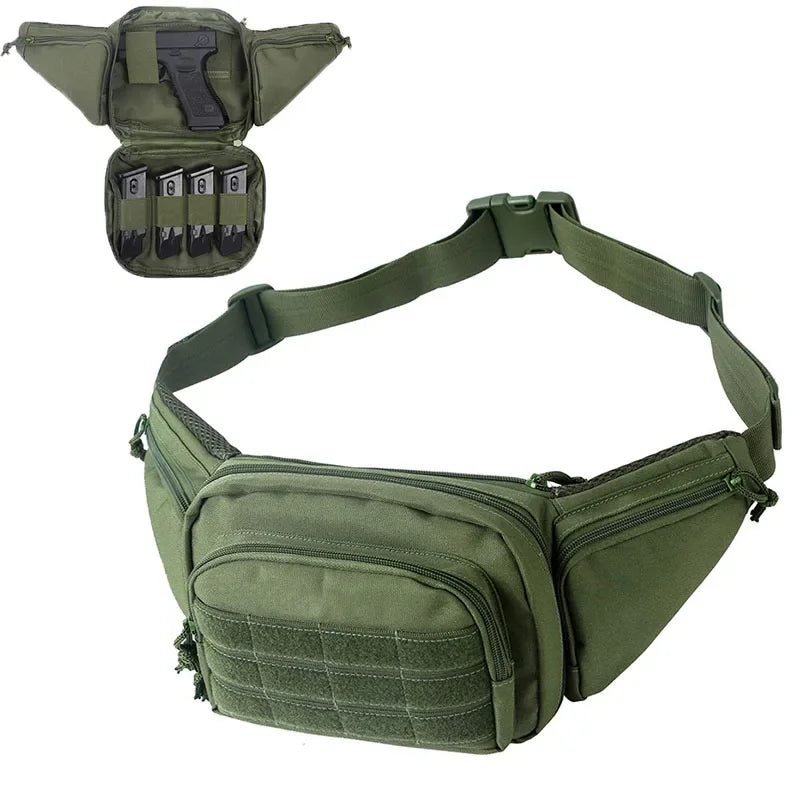Tactical Pistol Fanny Pack with Magazine Pouch Holder for Glock 17 19 Beretta M9 Sig Sauer